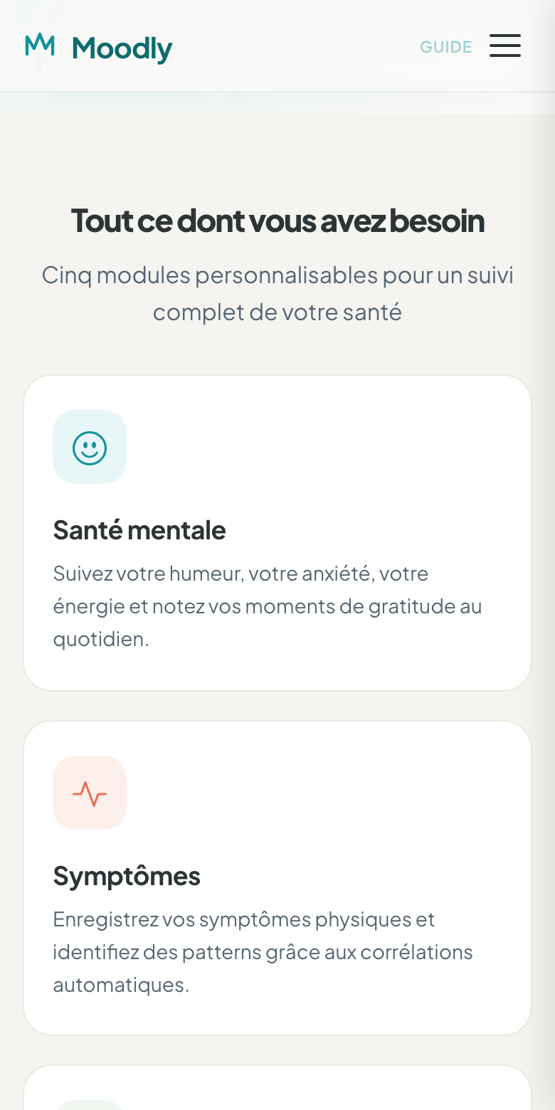 Moodly — Fonctionnalités